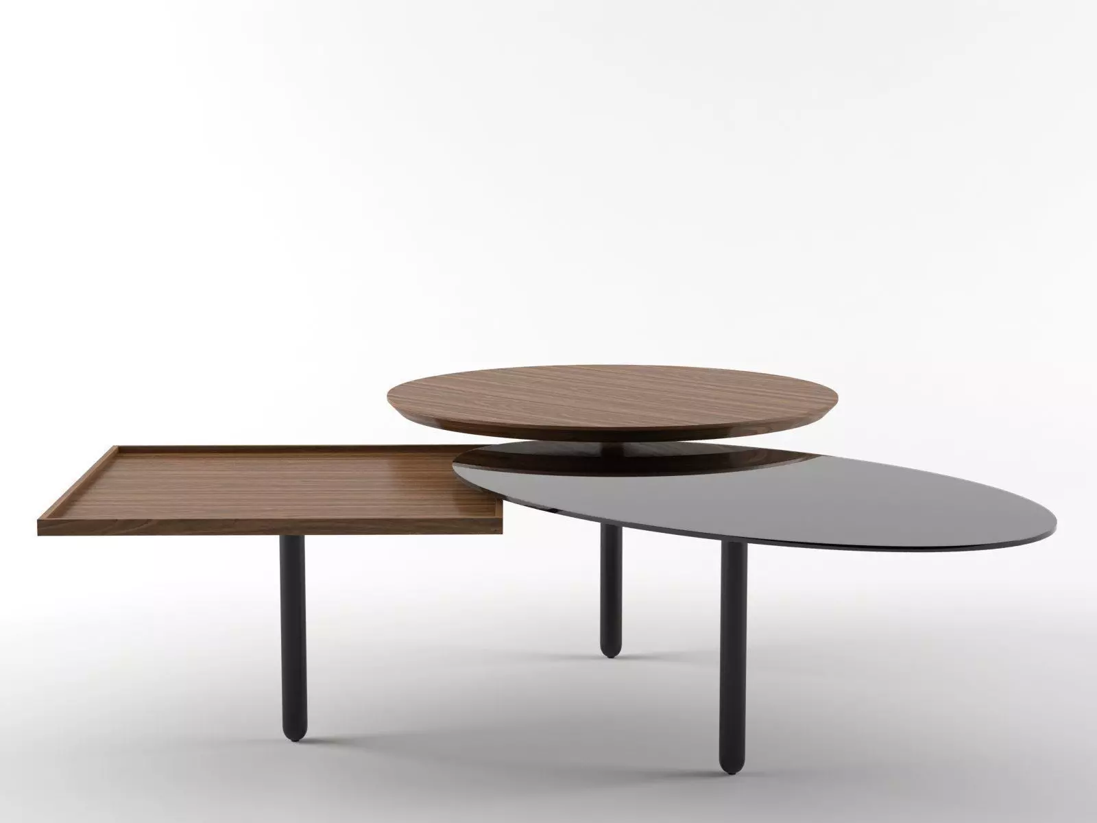 3 Table coffee with three trays 3D model_3