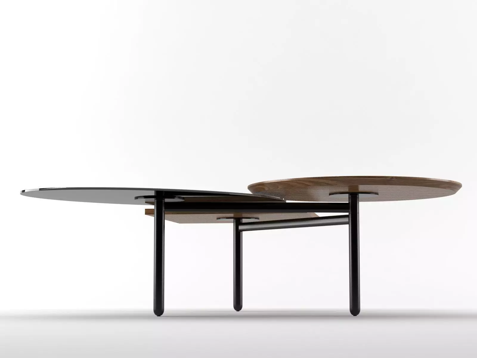 3 Table coffee with three trays 3D model_4