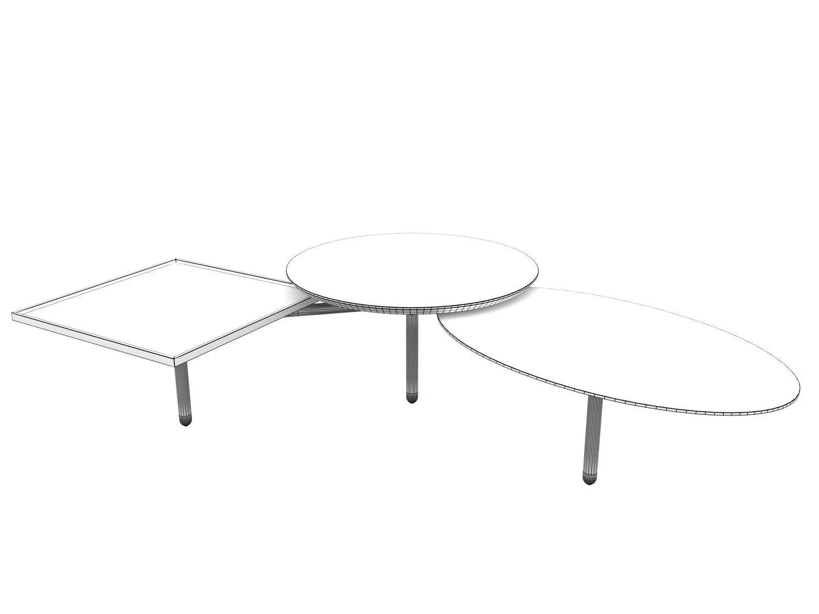 3 Table coffee with three trays 3D model_10