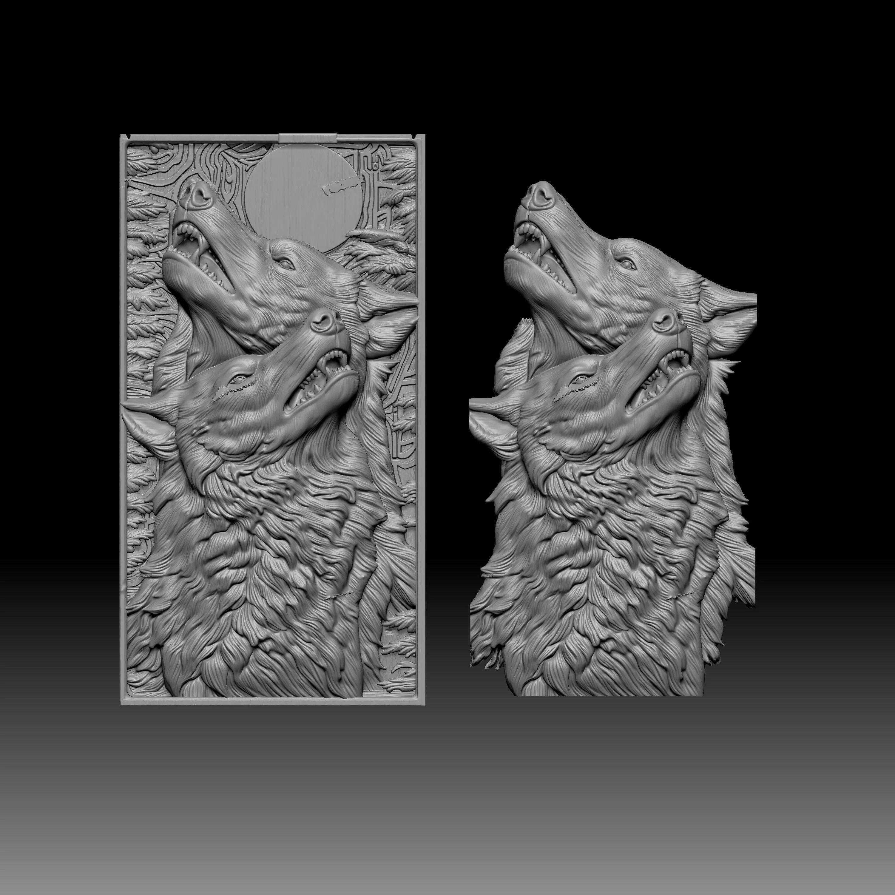 howling wolf pack 3D print model
