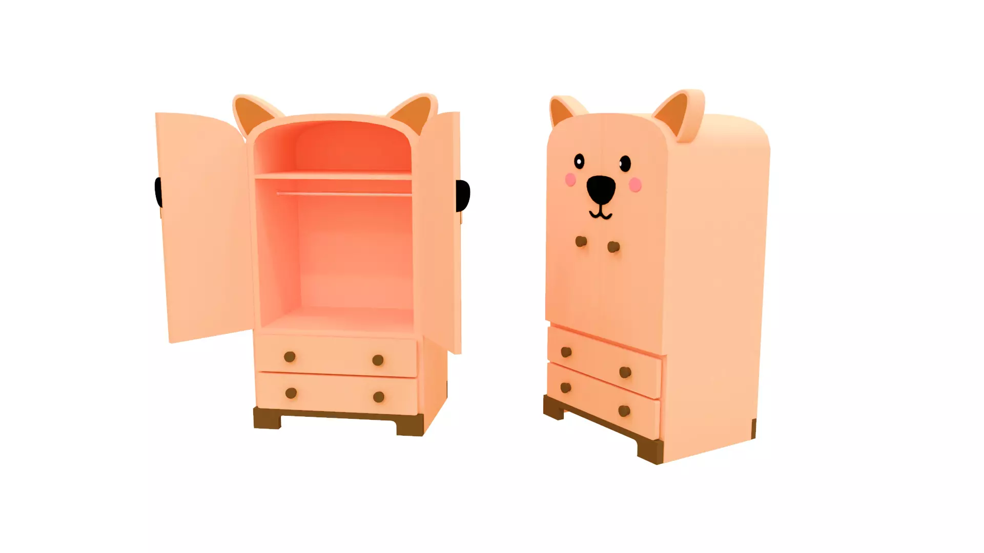 Low-Poly Cute Dog Kids Closet Low-poly 3D model