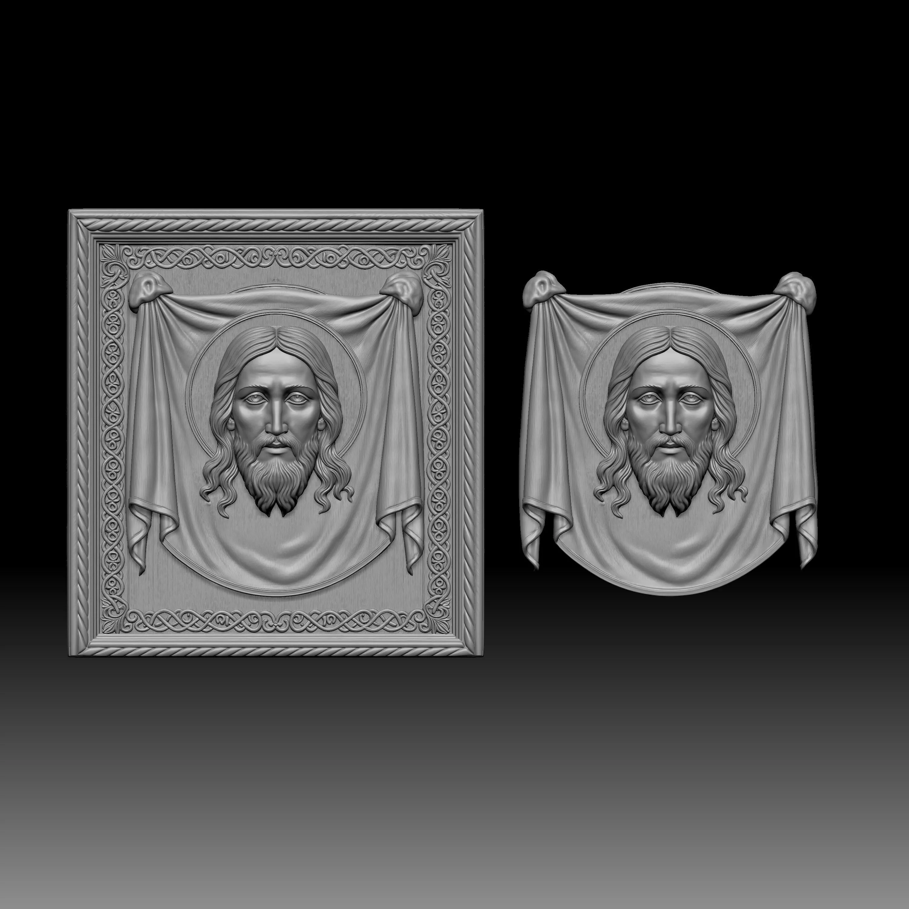 face of Jesus Christ framed by drapery 3D print model