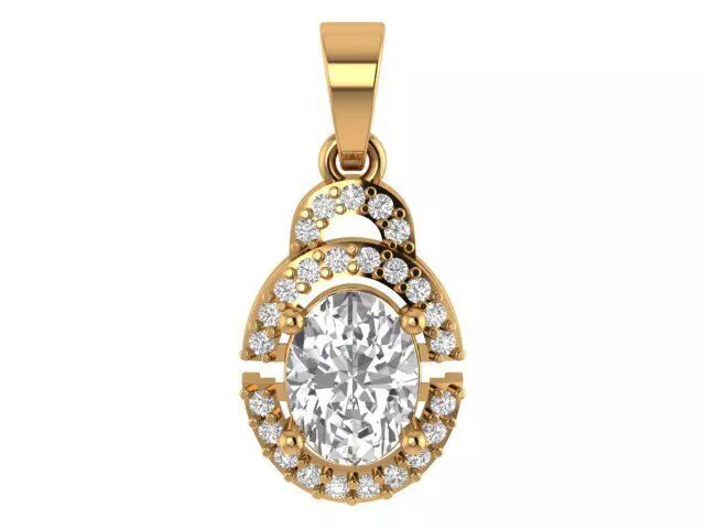 Oval Solitaire Pendant 3D print model