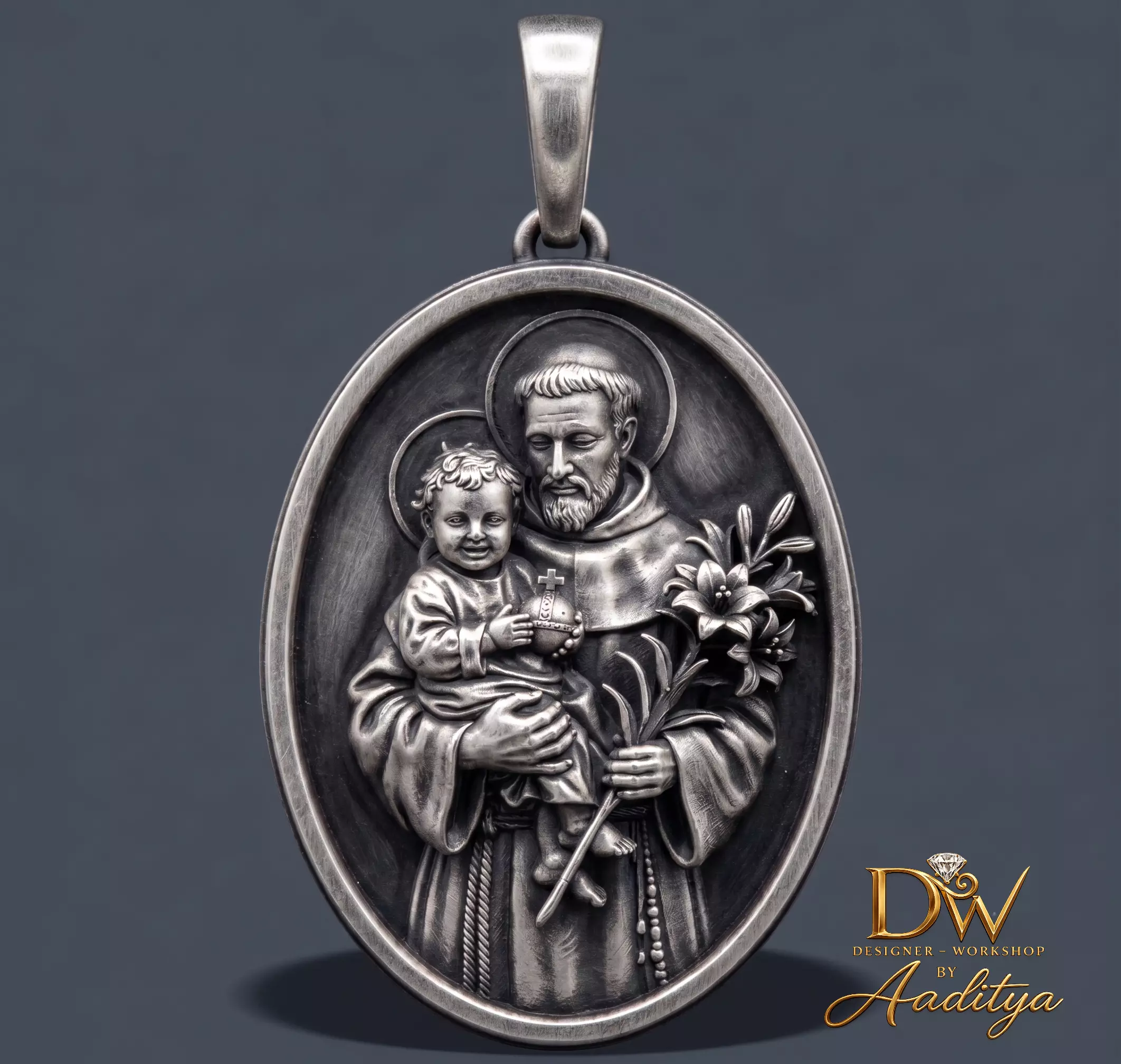 Saint Anthony baby Jesus Pendant 3D print model