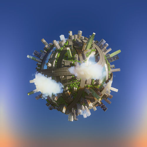City planet scene Corona renderer 3D model