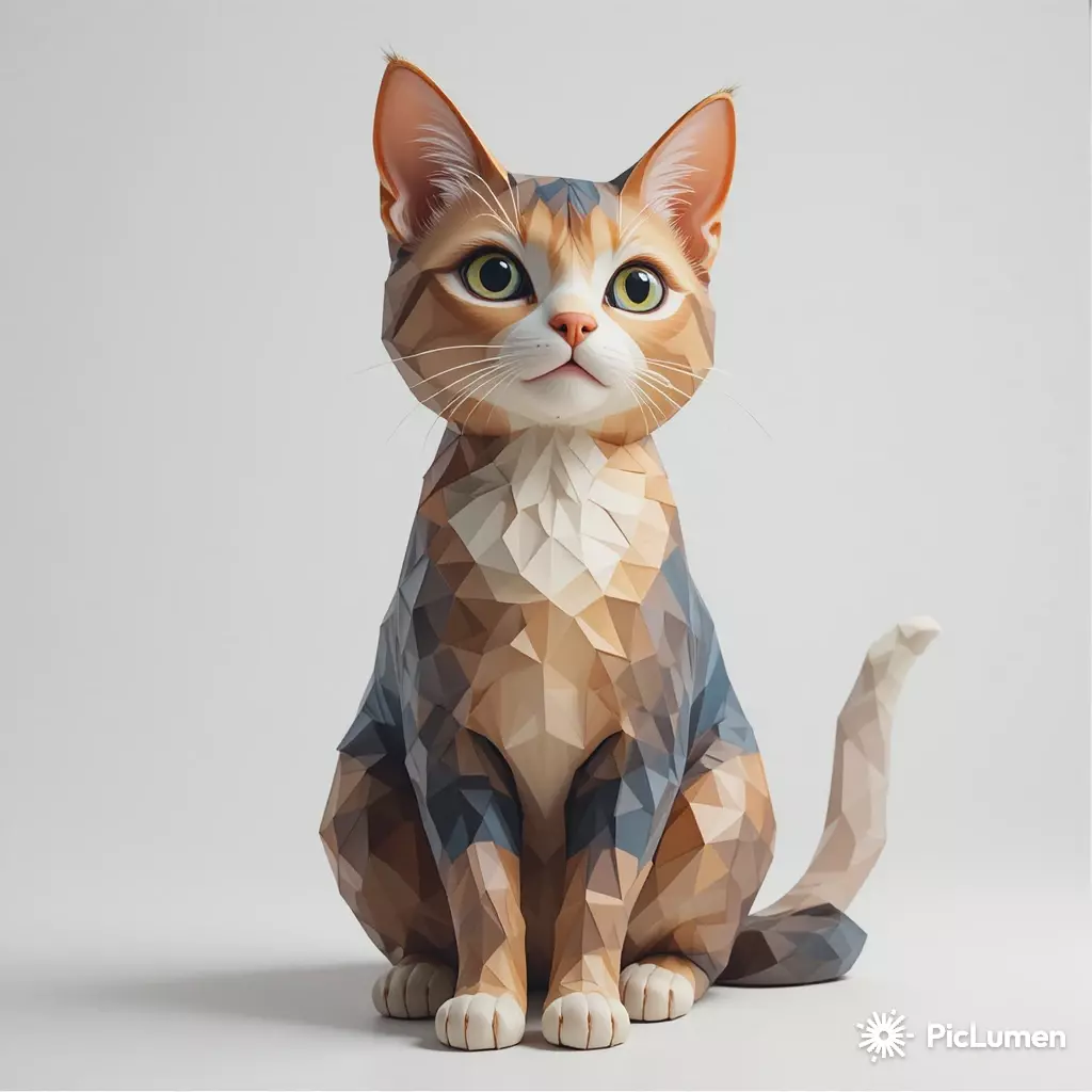 Low Poly Cat 3D Model - Geometric Pet Animal Asset 3D print model