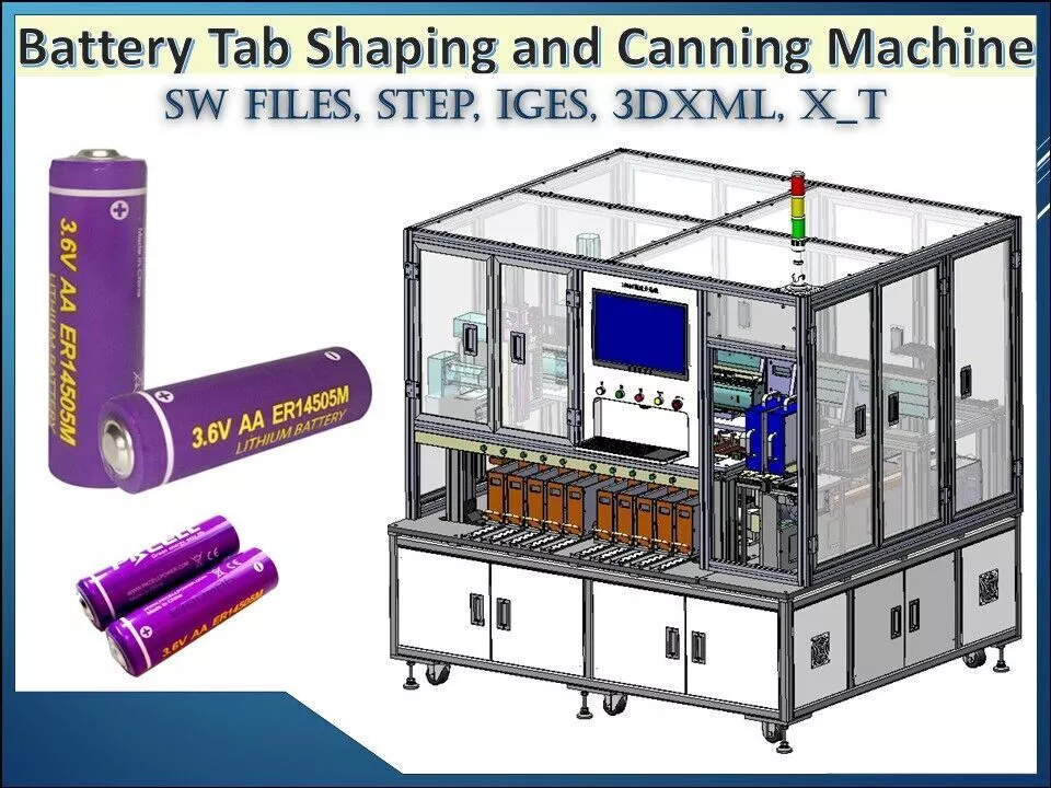 Automatic Battery Tab Shaping and Canning Machine 3D CAD Model 3D model
