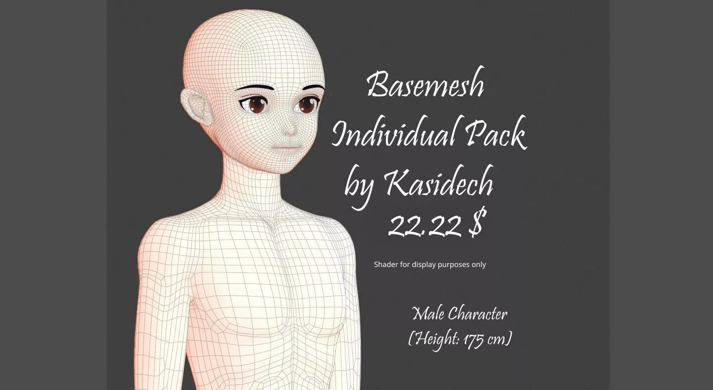 Single Base Mesh Man Stylized Height 175 cm 3D model 3D model