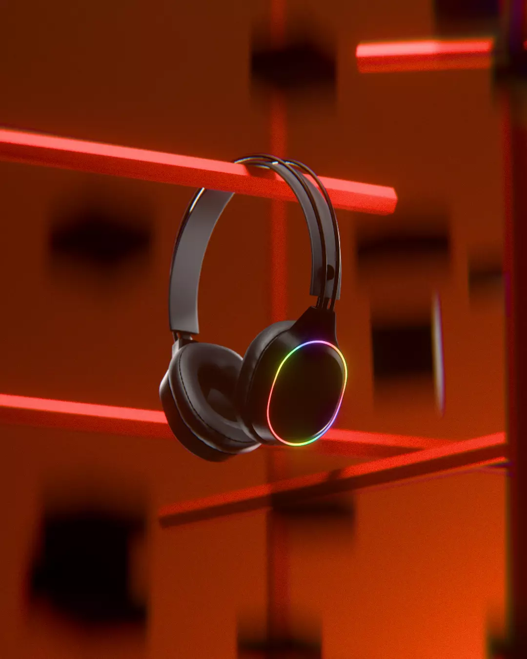 Headphones with lighting setup Free 3D model