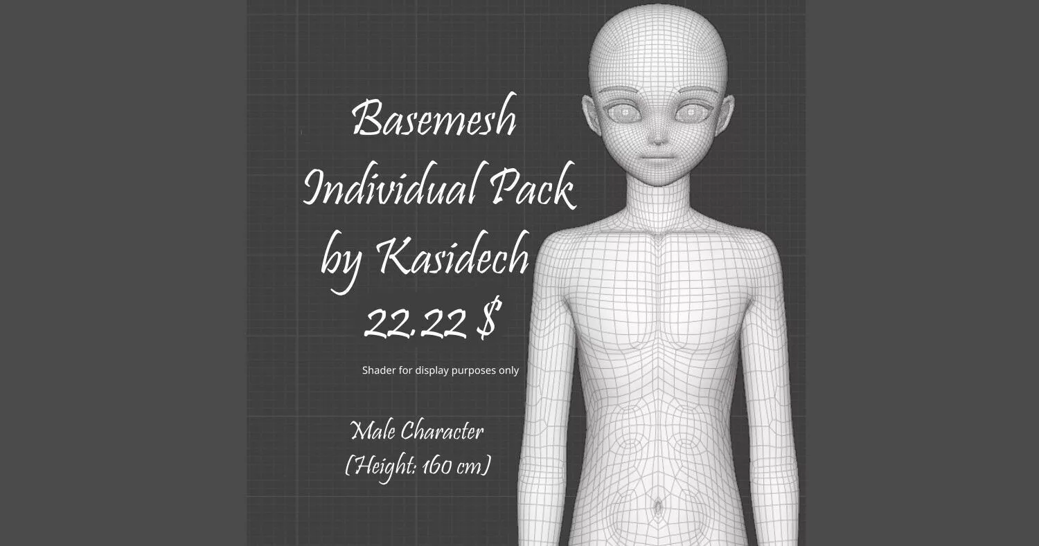 Single Base Mesh Man Stylized Height 160 cm 3D model 3D model