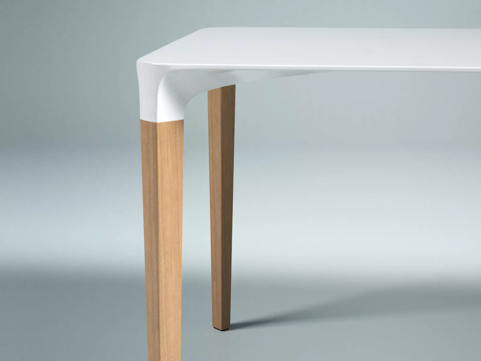 Beam dining table with wooden legs 3D model_2