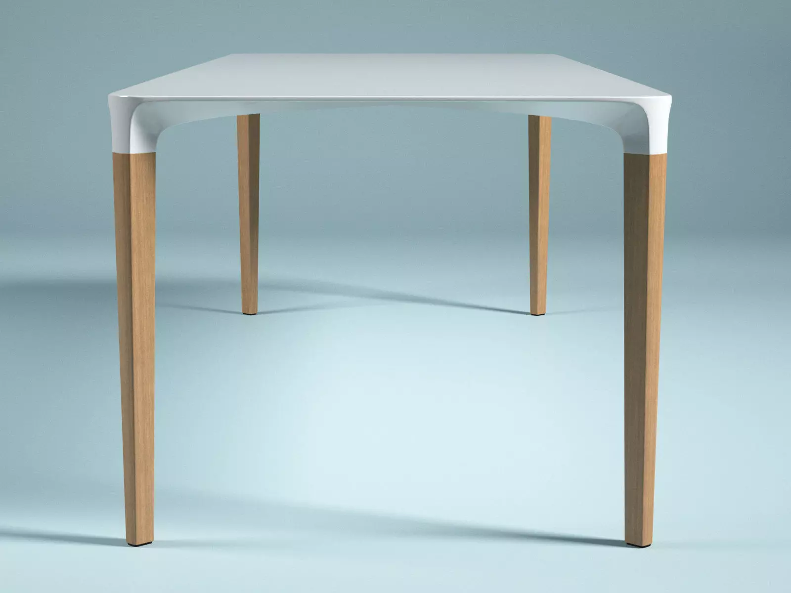 Beam dining table with wooden legs 3D model_3