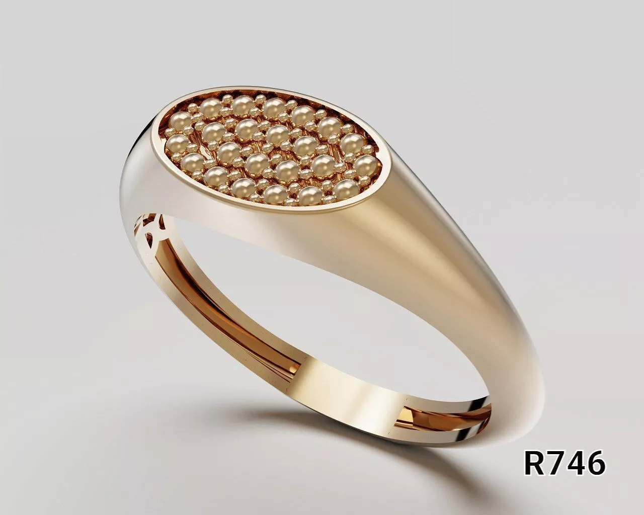 Luxurious and stylish bead ring 3D print model