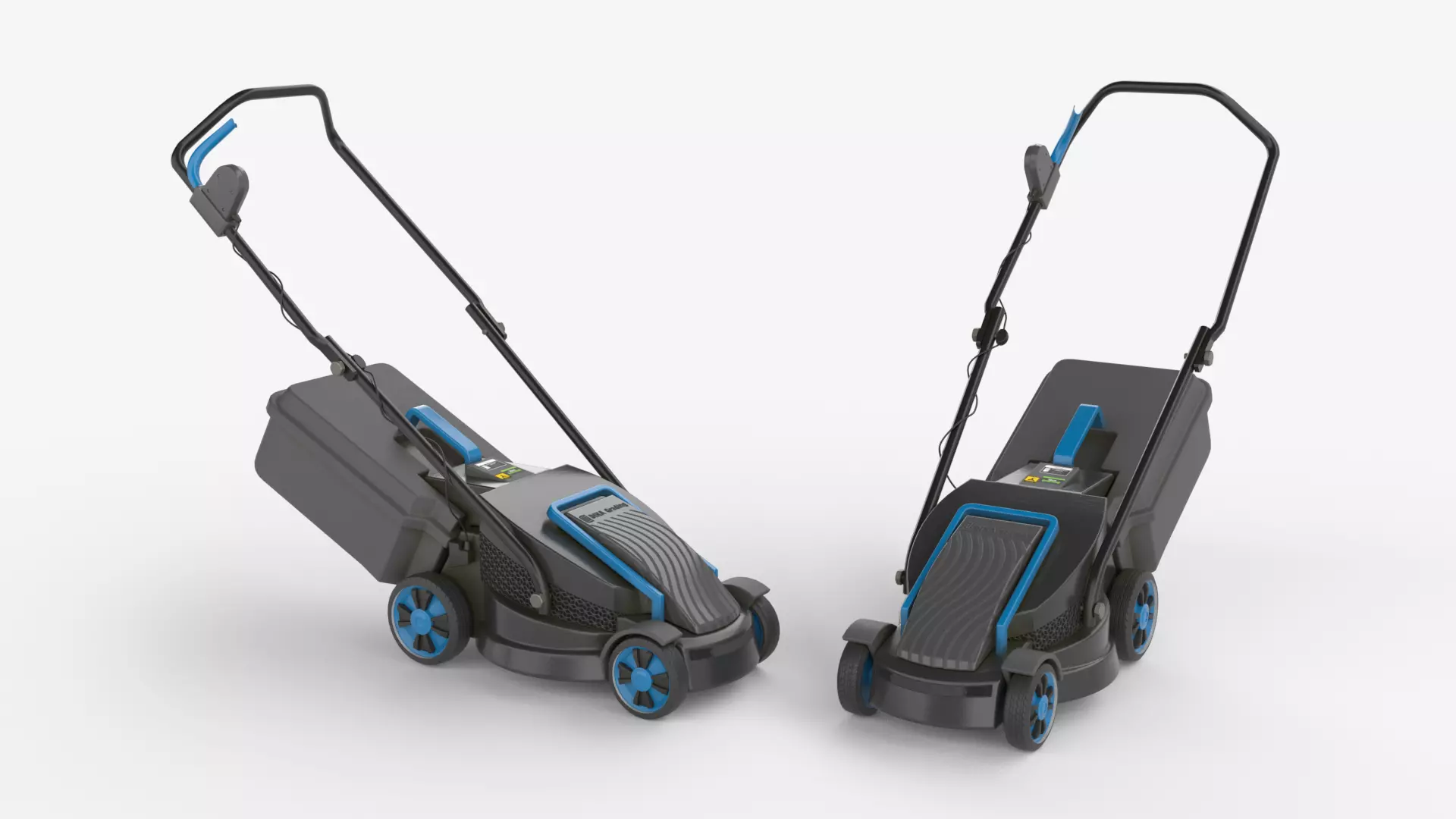 Electric Black Lawn Mower with Grass Collector 3D model