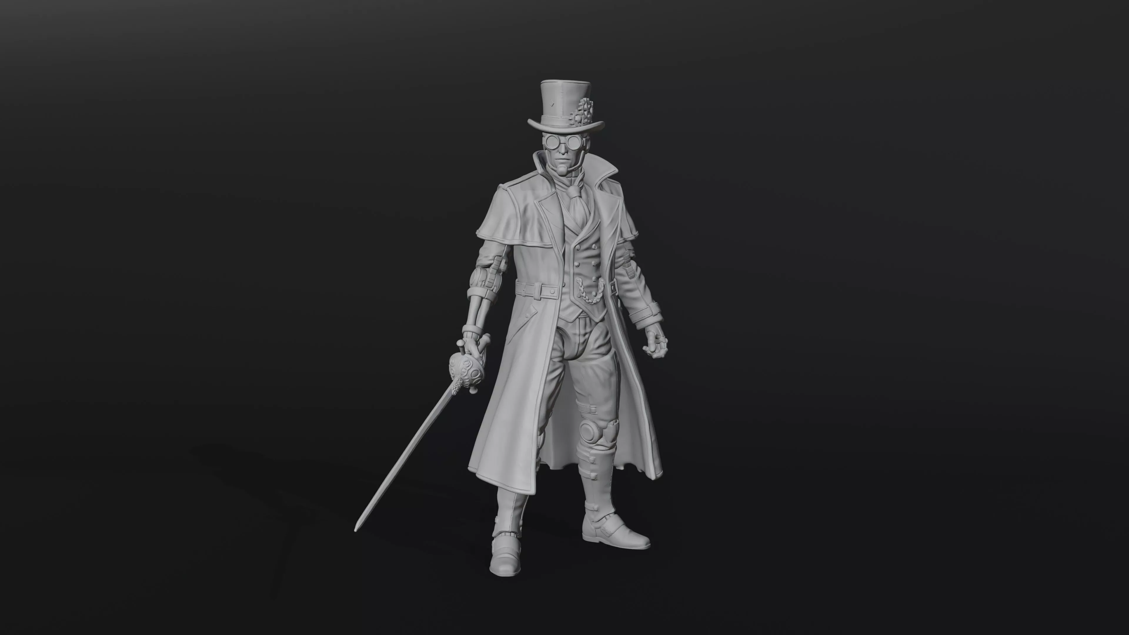 Steampunk Gentleman Duelist Miniature 3D Print Model 3D print model