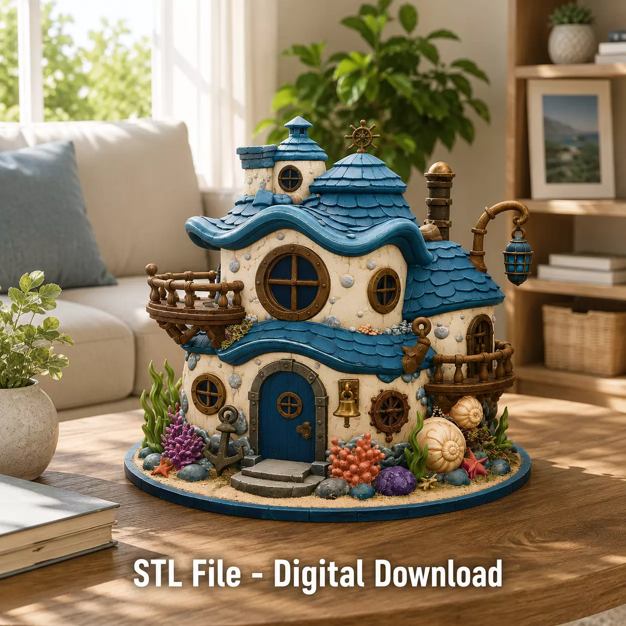 Seaside Fantasy Cottage STL File for 3D Print 3D print model