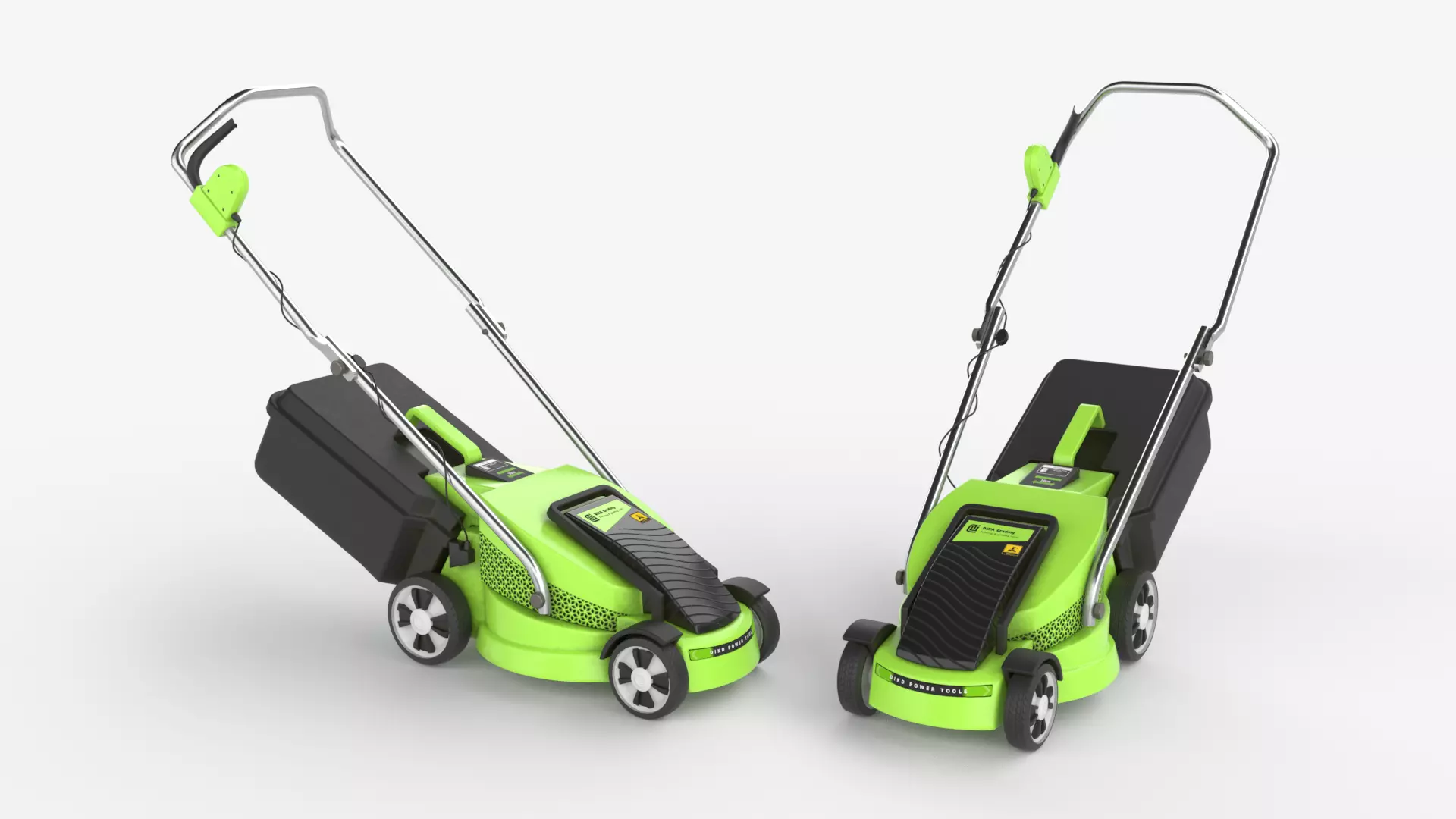 Electric Blue Lawn Mower with Grass Collector 3D model