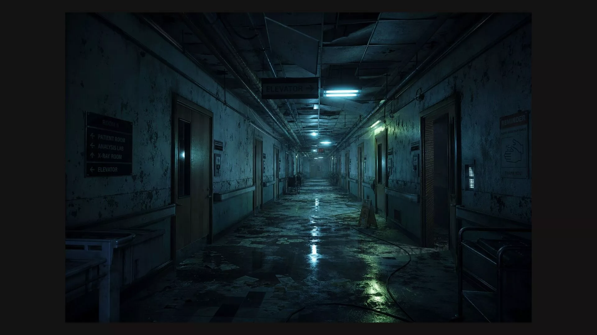 Abandoned Hospital Interior Modular Kit Low-poly 3D model