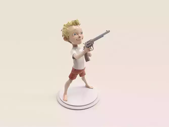 Boy with the gun 3D print model