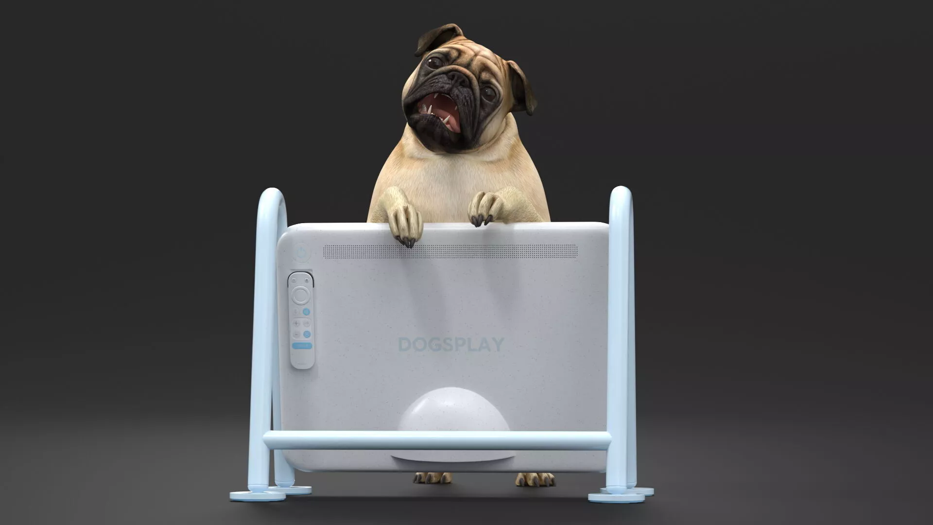 Pug Dog Watching Dogsplay TV Rigged 3D model