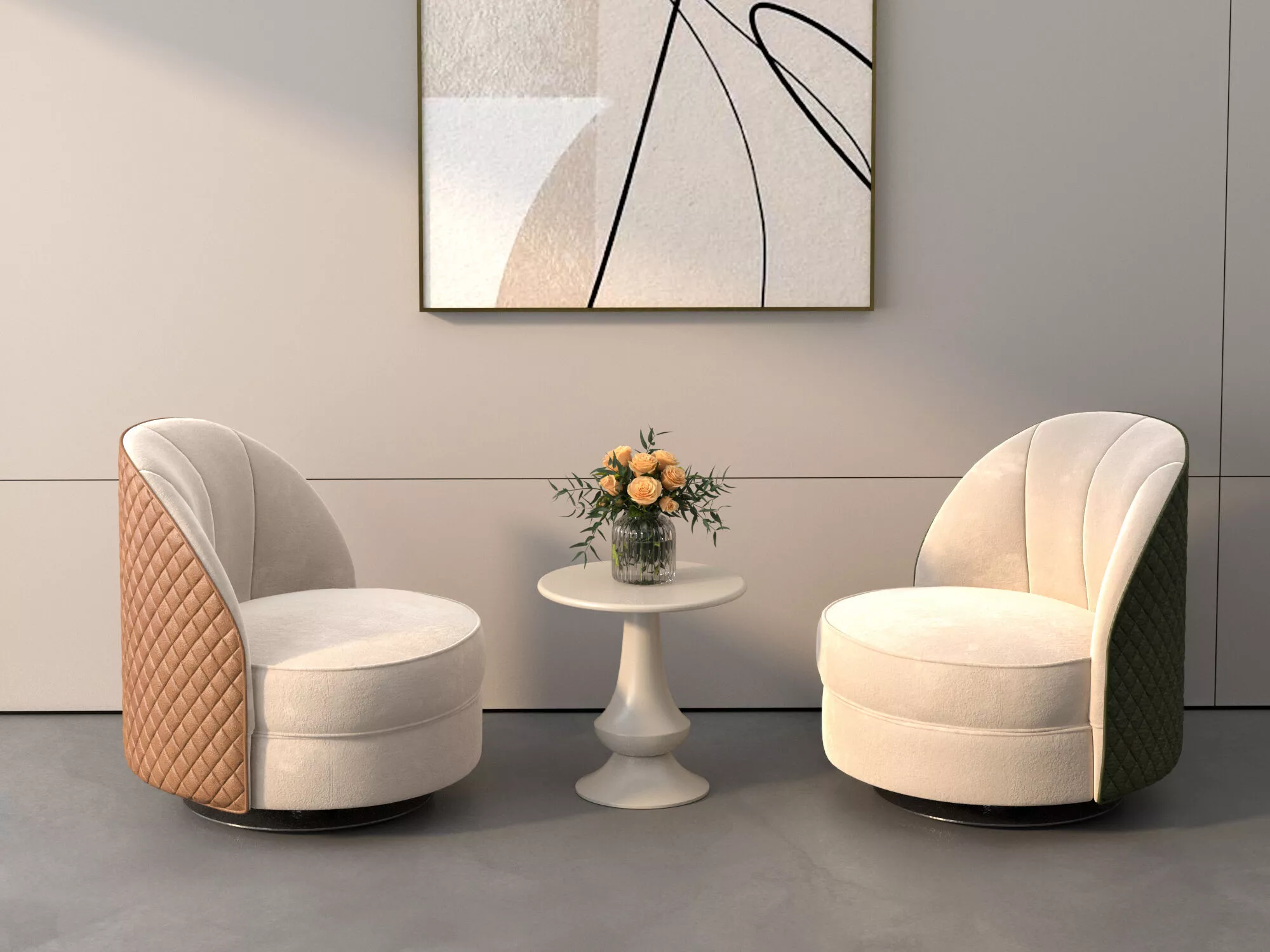 Luxury Accent Chair Set with Side Table armchair 3D model
