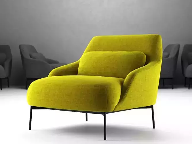 Armchair lounge chair in lime with legs