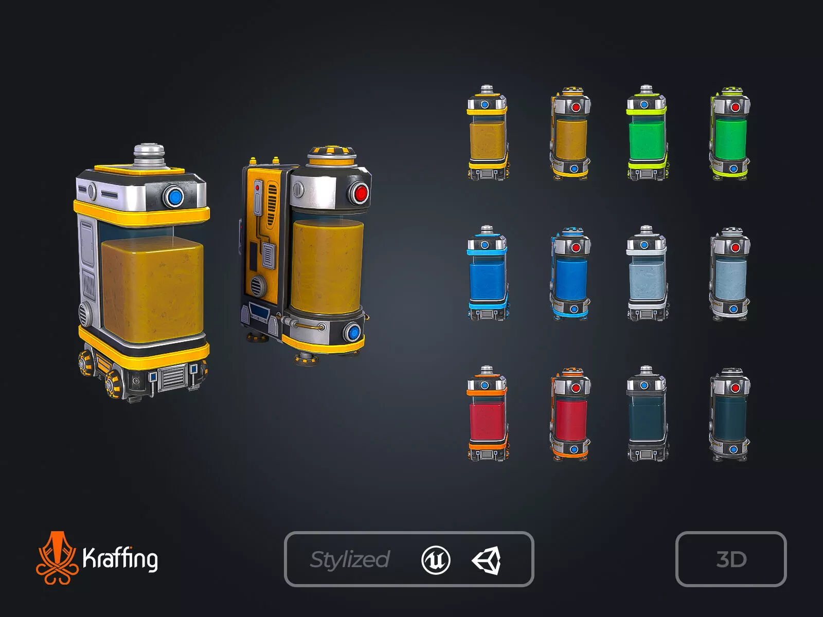 SCI-FI Liquid Container V1 Futuristic Fluid Tank Low-poly 3D model