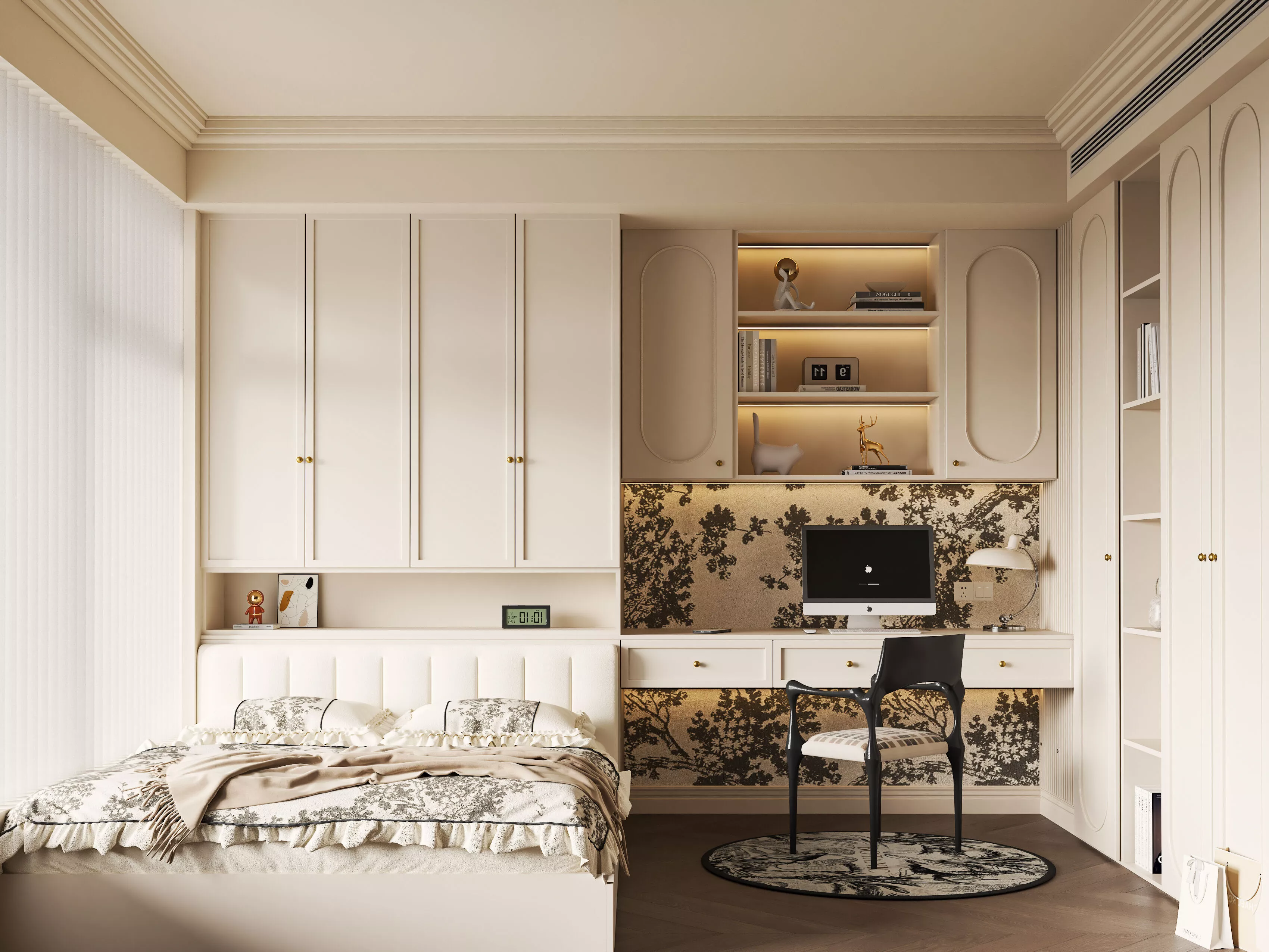 French retro style bedroom 3D model