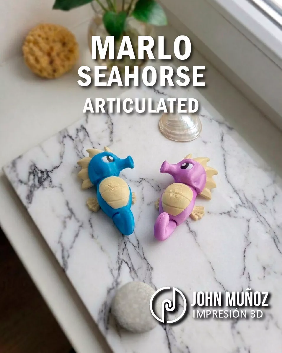 Marlo Seahorse Fidget Toy and Keychain Articulated 3D print model