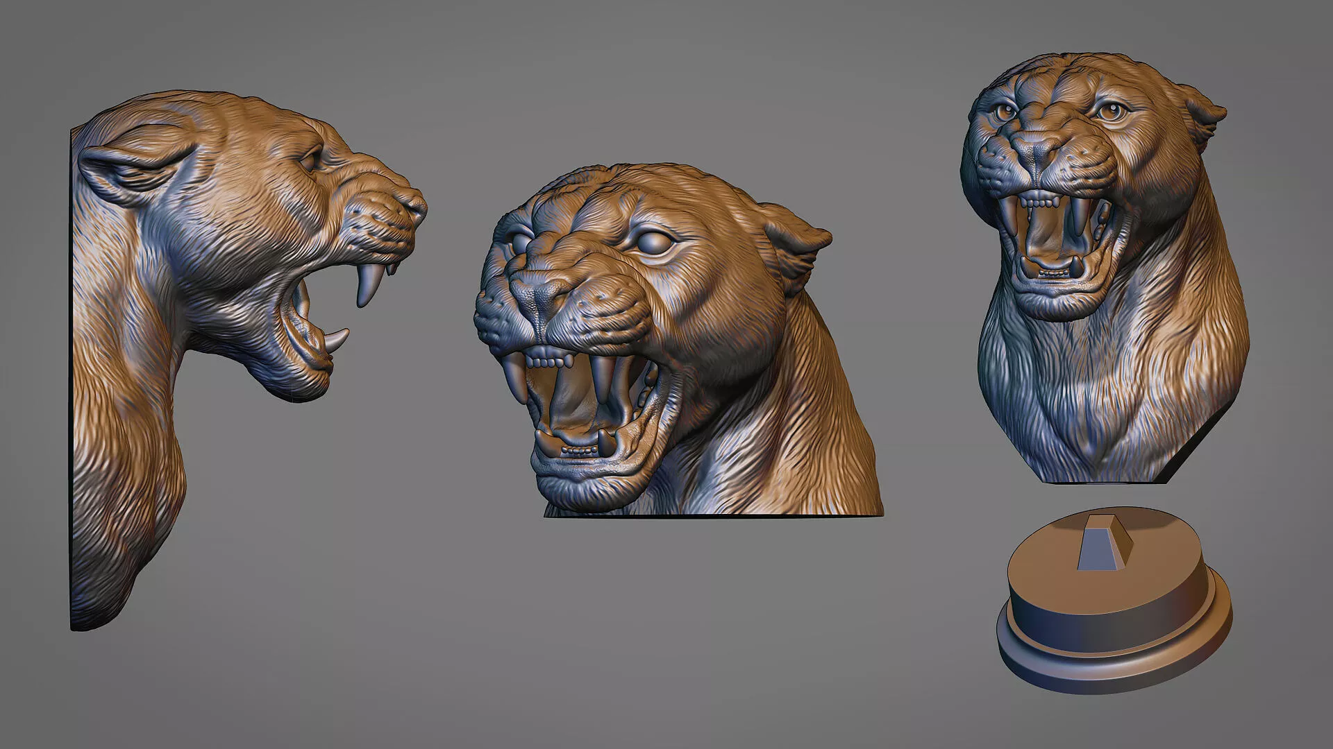 Roaring Panther Bust 3D print model