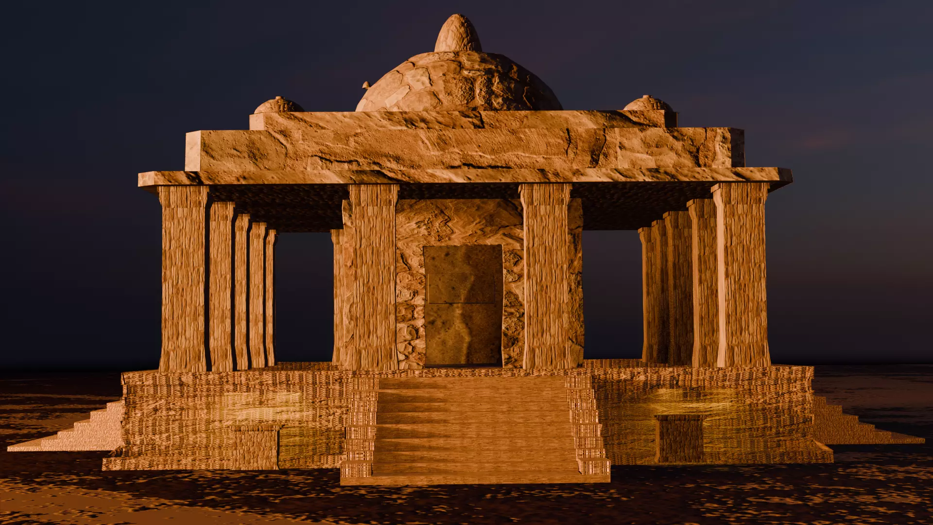 Historic Indian Gingee Fort Architecture Dharbar Hall Low-poly 3D model