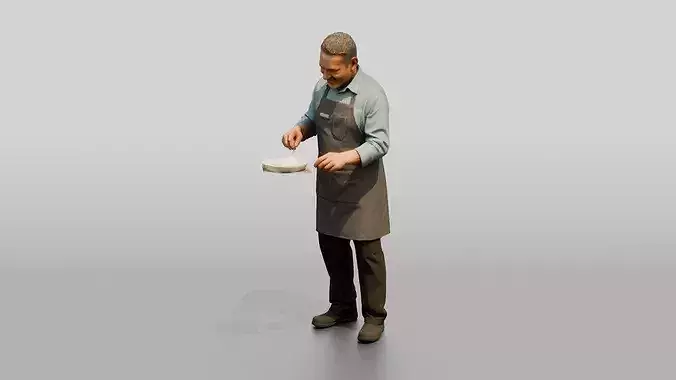 Hispanic Cafe Cook Plating Food 3D model 5