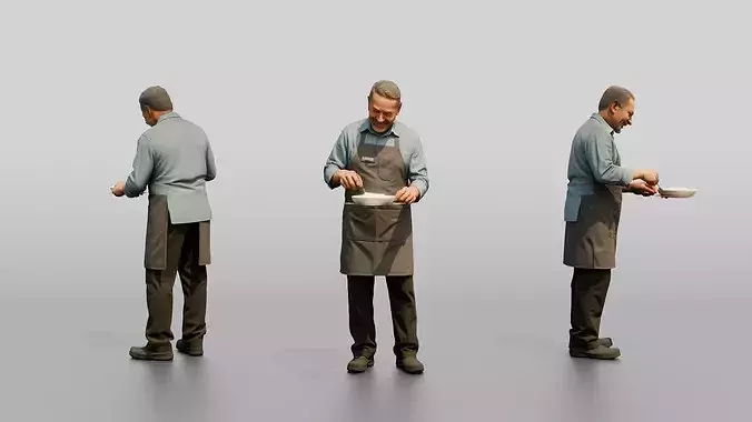Hispanic Cafe Cook Plating Food 3D model