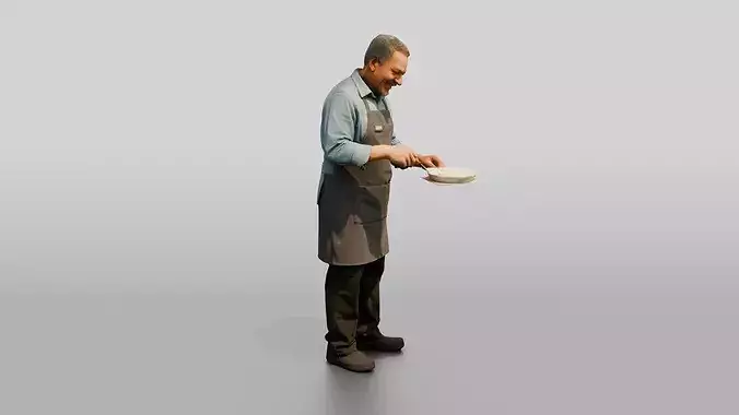 Hispanic Cafe Cook Plating Food 3D model 3