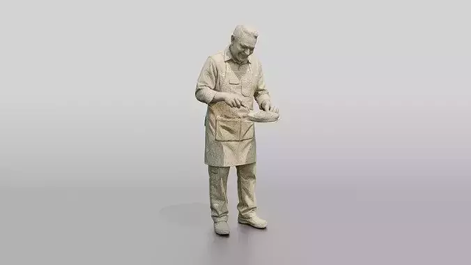 Hispanic Cafe Cook Plating Food 3D model 7