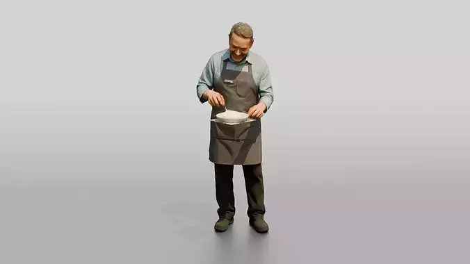Hispanic Cafe Cook Plating Food 3D model 6