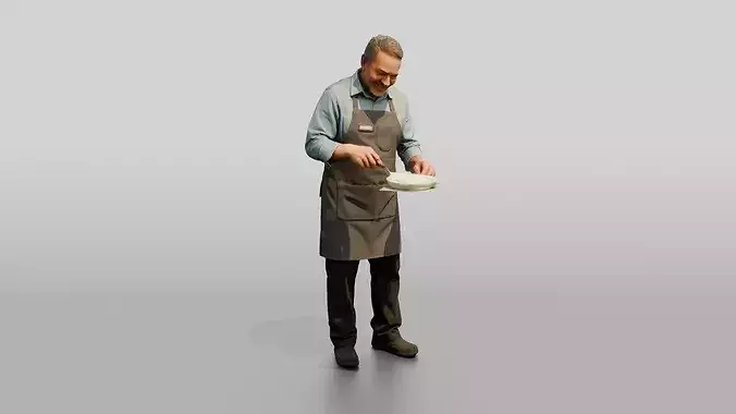 Hispanic Cafe Cook Plating Food 3D model 2