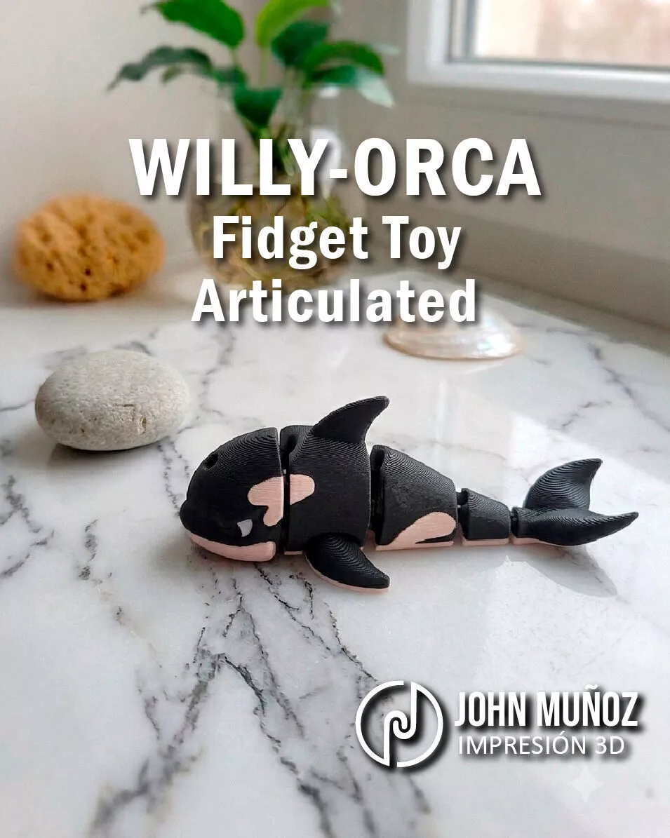 Willy Orca Articulated Fidget Toy Keychain Free Support 3D print model