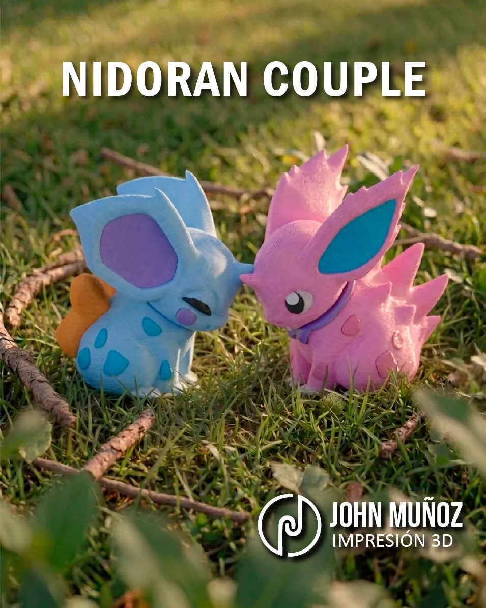 Couple Nidoran Articulated Fidget Toy and Keychain pokemon 3D print model