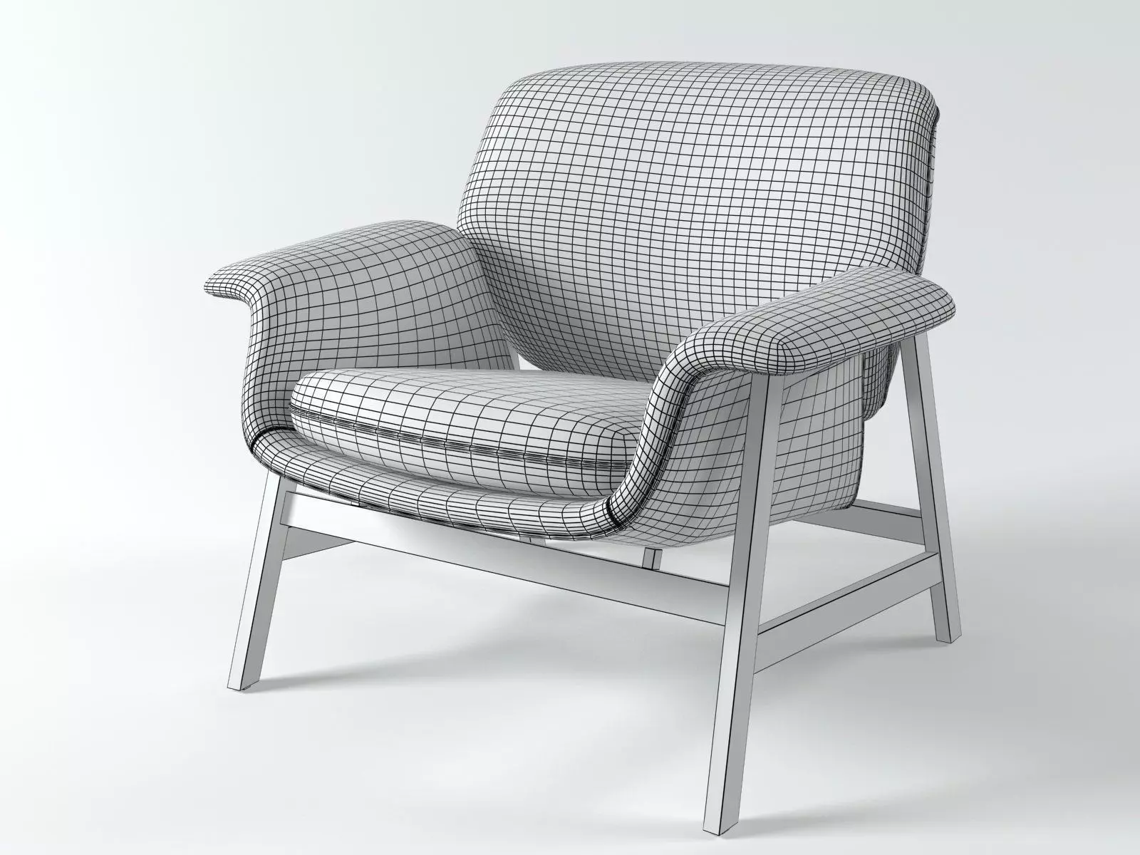 Armchair lounge chair with wooden legs 3D model_5