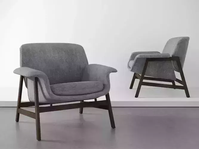 Armchair lounge chair with wooden legs