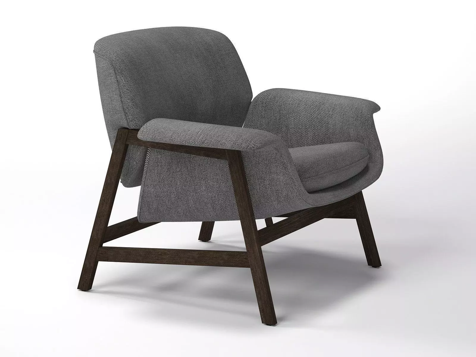 Armchair lounge chair with wooden legs 3D model_2