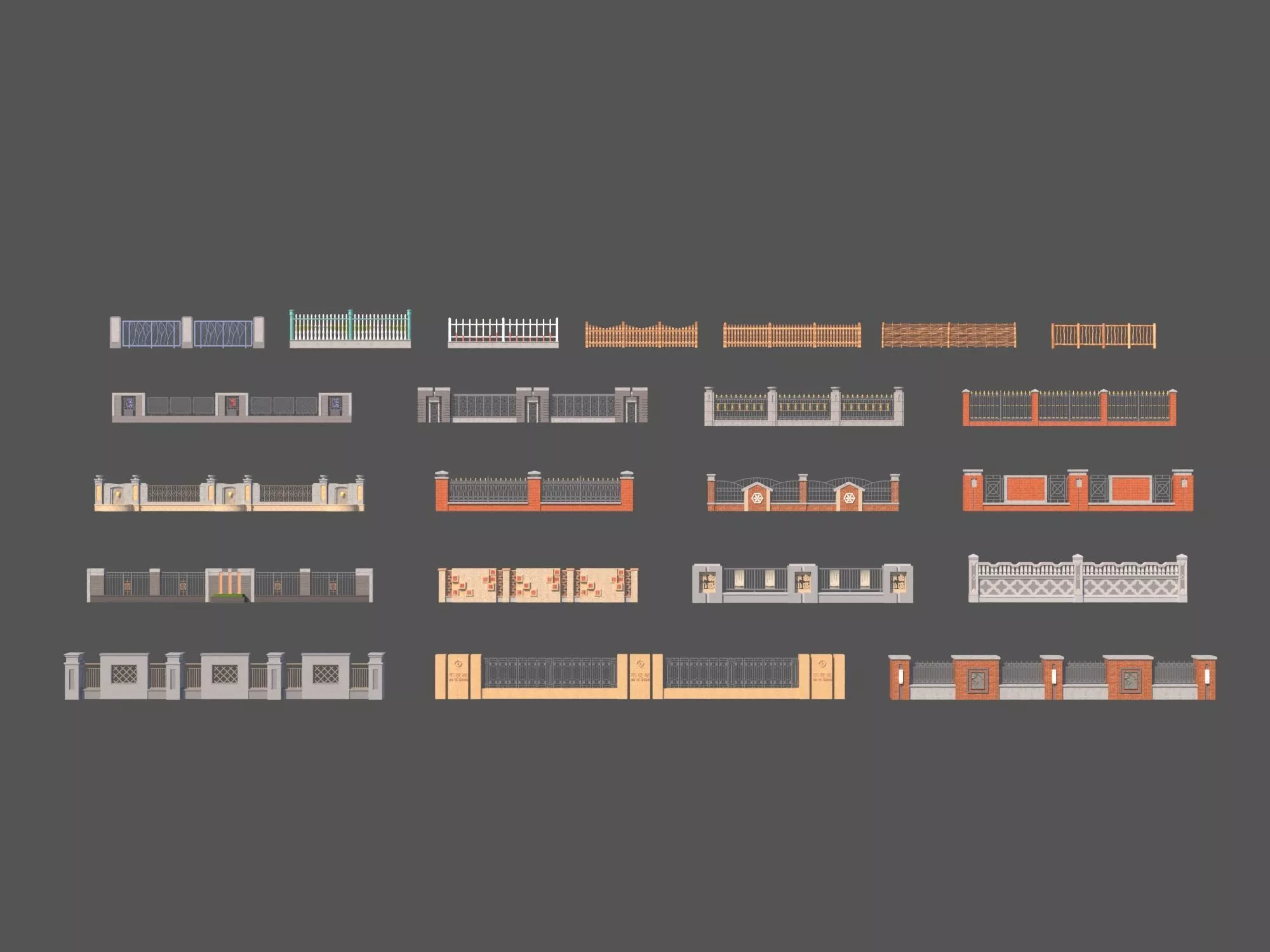 Modular Wall and Fence System Ultimate Collection 20 Pack 3D model