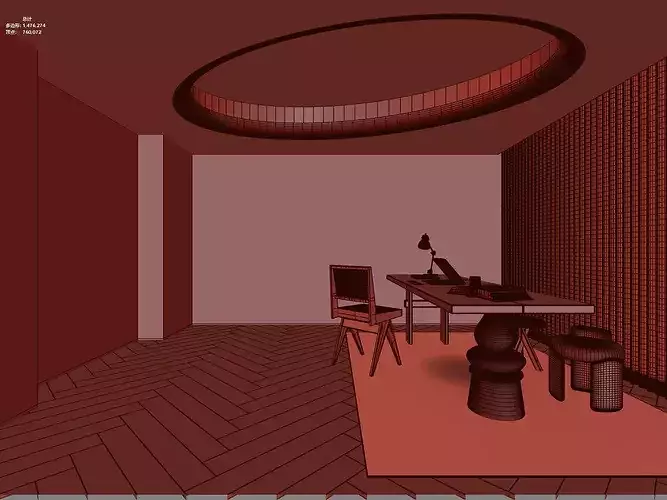 Modern Wooden Office Desk Set 3D Model 3D model 5