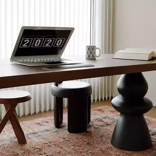 Modern Wooden Office Desk Set 3D Model 3D model 4