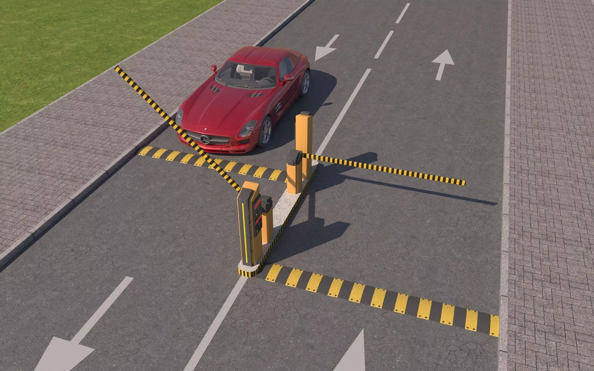 Modern Toll Booth Parking Gate Access Control System 3D model