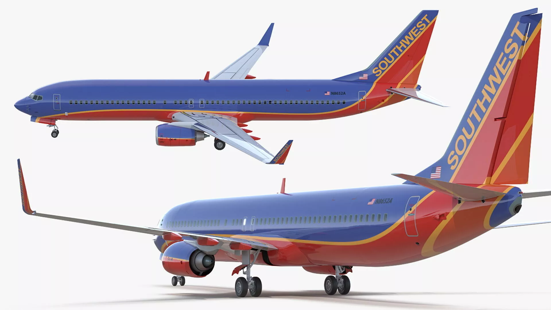 Southwest Airlines Boeing 737-900 ER with Cabin and Doors Rigged 3D model