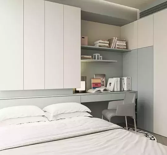 Interior Design of Bedroom and Study Room 3D model 2