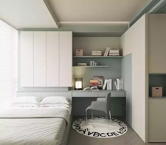 Interior Design of Bedroom and Study Room 3D model