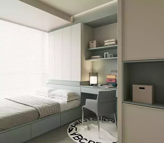 Interior Design of Bedroom and Study Room 3D model 3